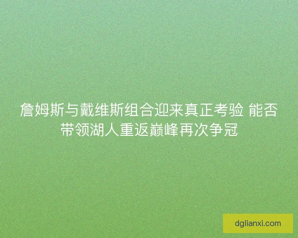 詹姆斯与戴维斯组合迎来真正考验 能否带领湖人重返巅峰再次争冠 詹姆斯与戴维斯组合迎来真正考验 能否带领湖人重返巅峰再次争冠