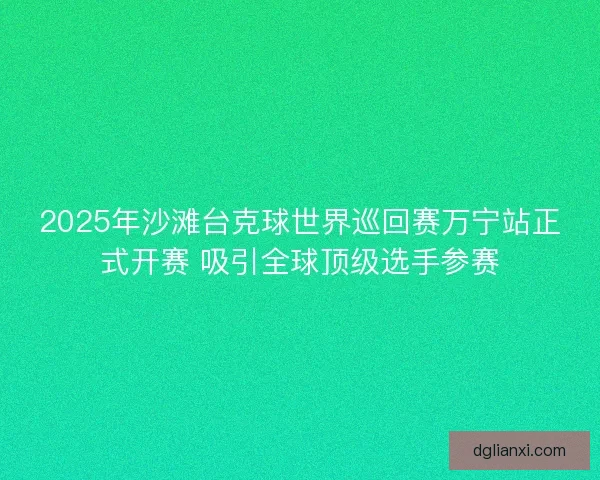 2025年沙滩台克球世界巡回赛万宁站正式开赛 吸引全球顶级选手参赛